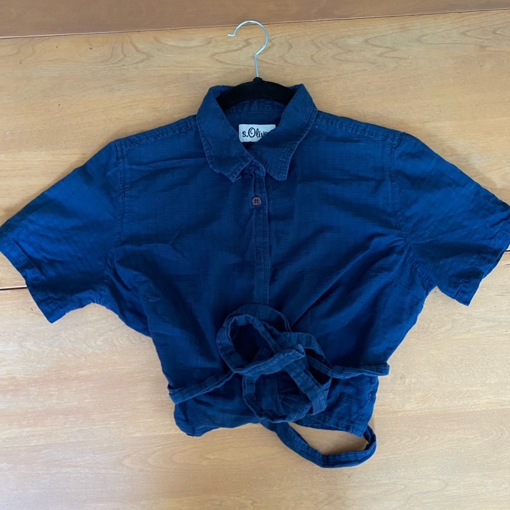 Cropped Button Down Wrap Top